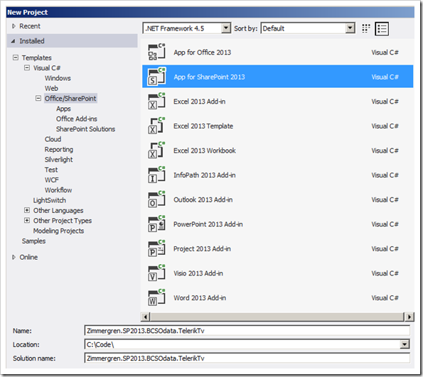 SharePoint 2013 bcs odata app