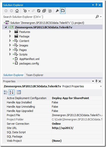 SharePoint 2013 bcs odata app project