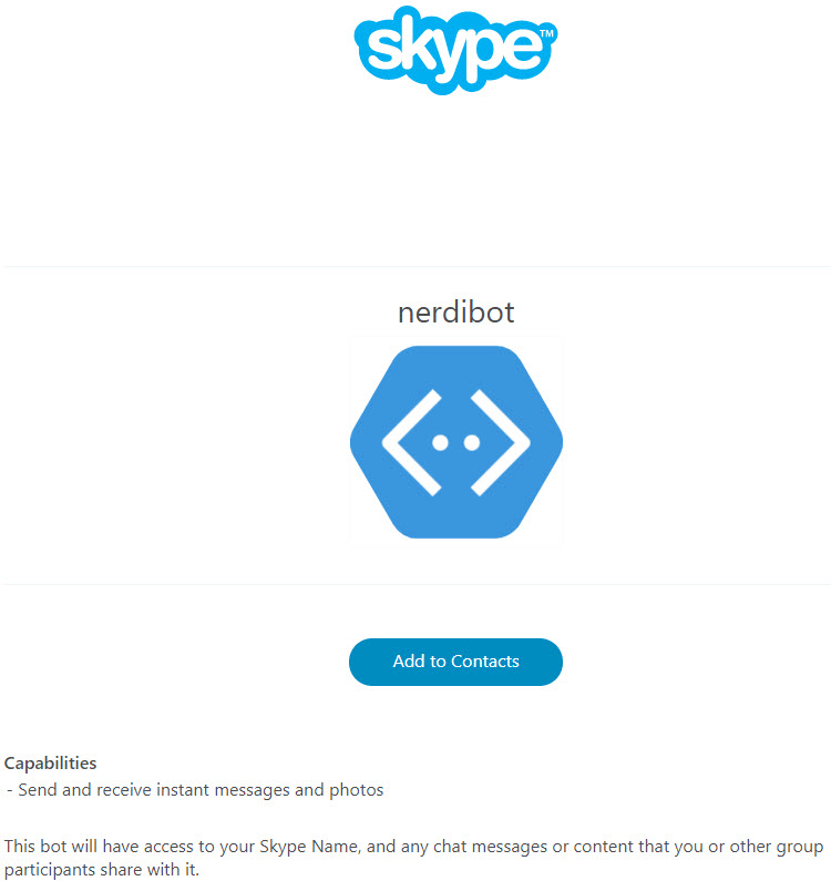 Add the nerdibot as a contact