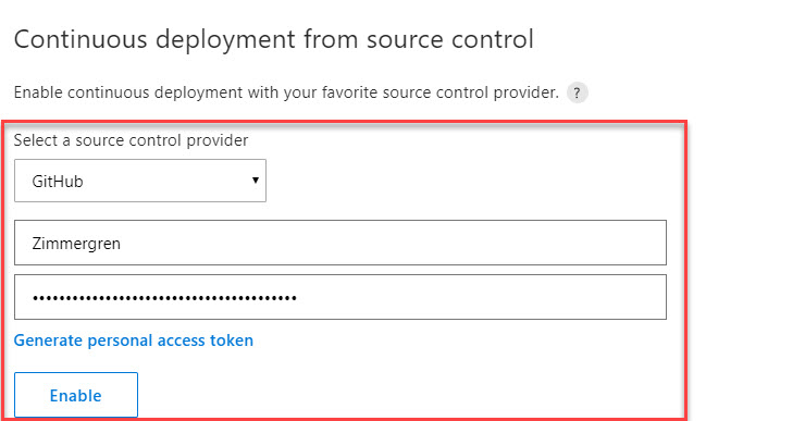 Connect to GitHub for easy continuous deployment
