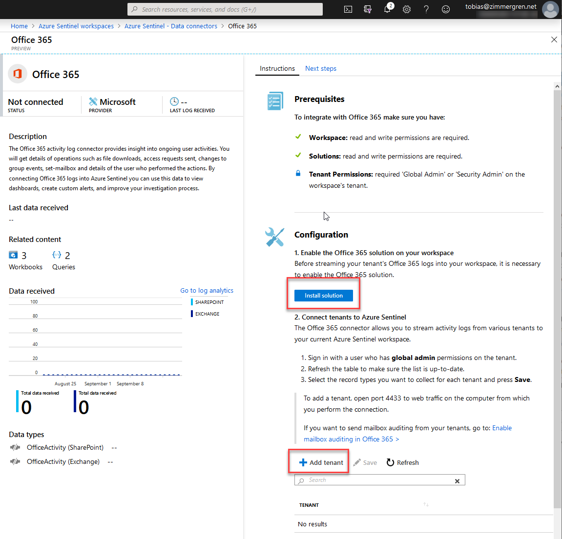 Monitoring Office 365 tenants with Azure Sentinel