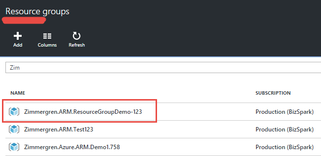 Azure Resource Groups after creation with C#