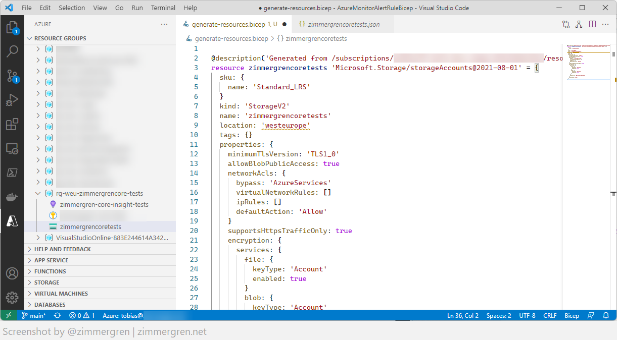 Generate Bicep templates directly from resources in Azure