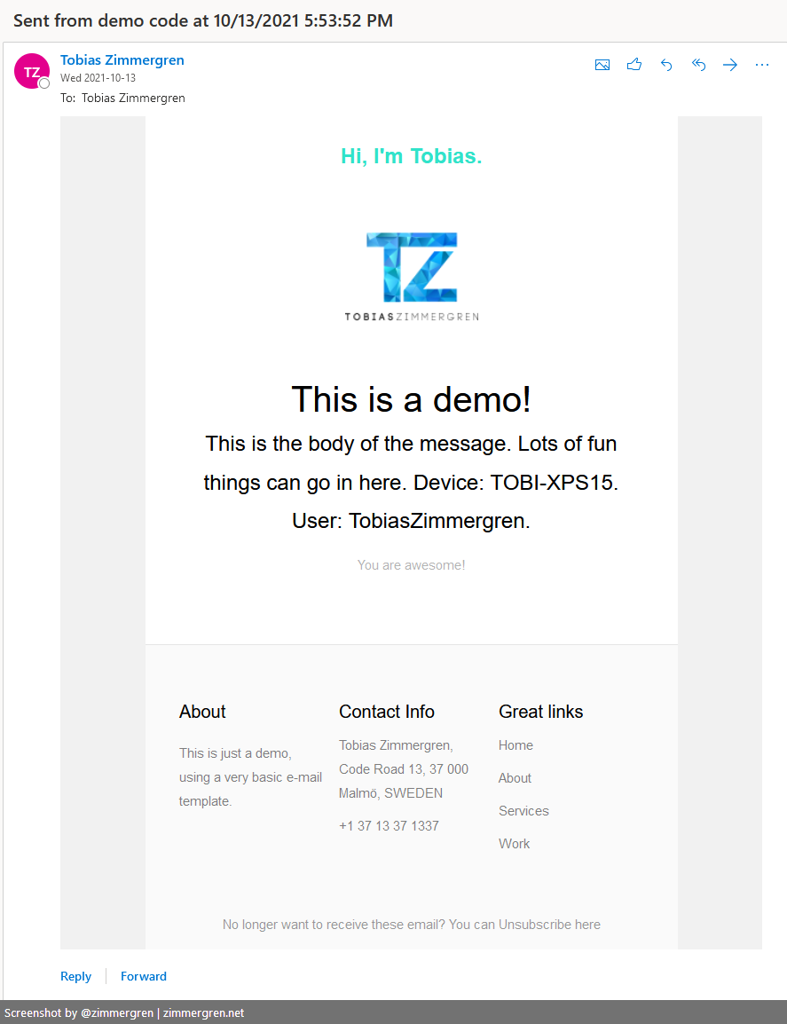 Sending e-mails with Microsoft Graph using .NET