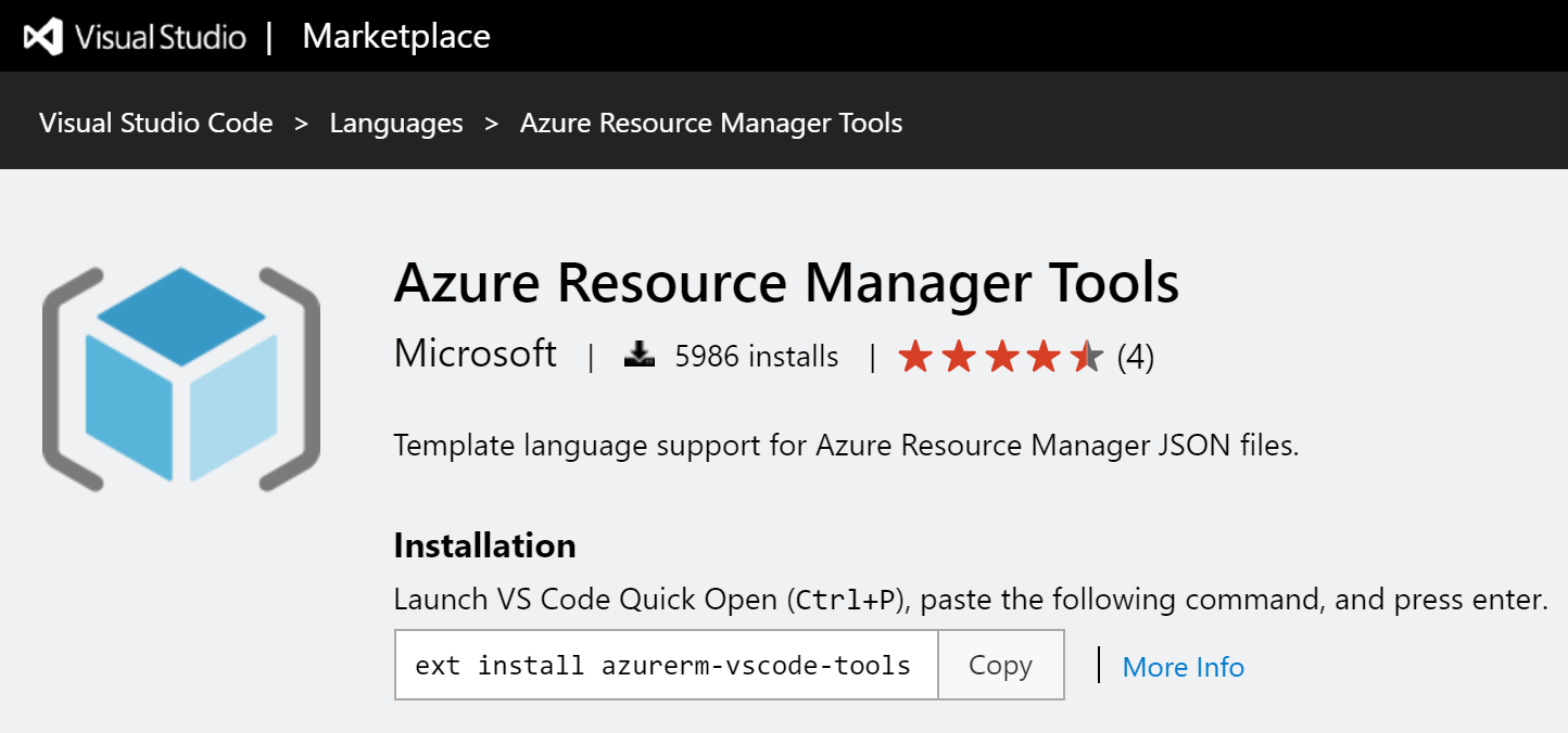 Azure Resource Manager tools for Visual Studio Code