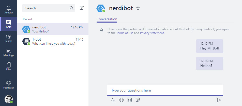 No reply from the bot