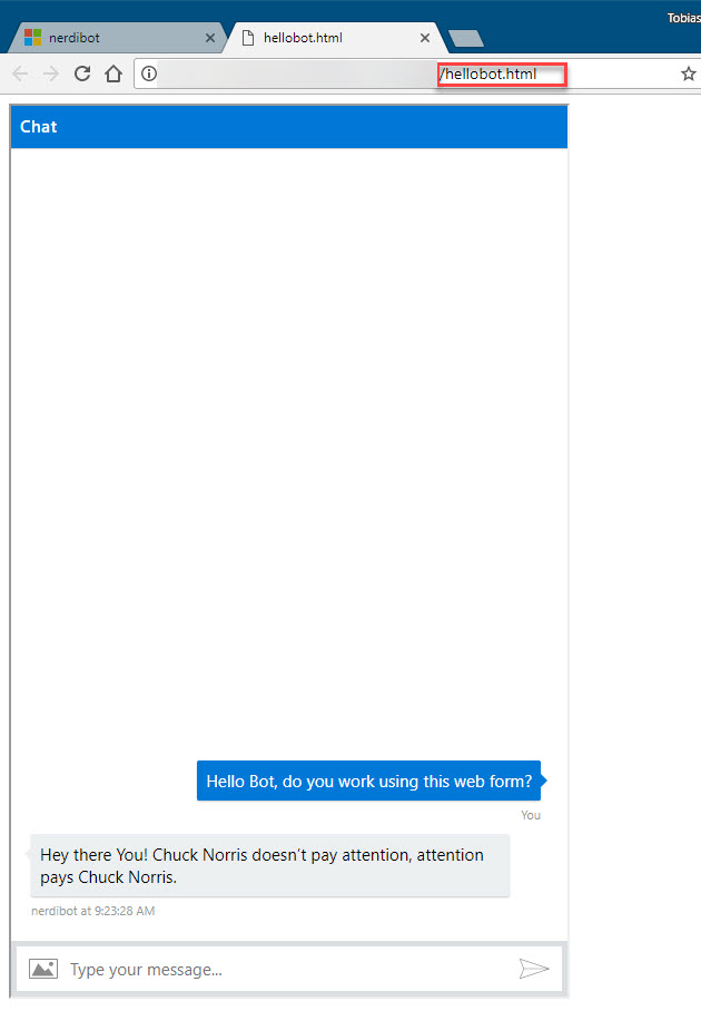 See the web form of your bot in action, and it works