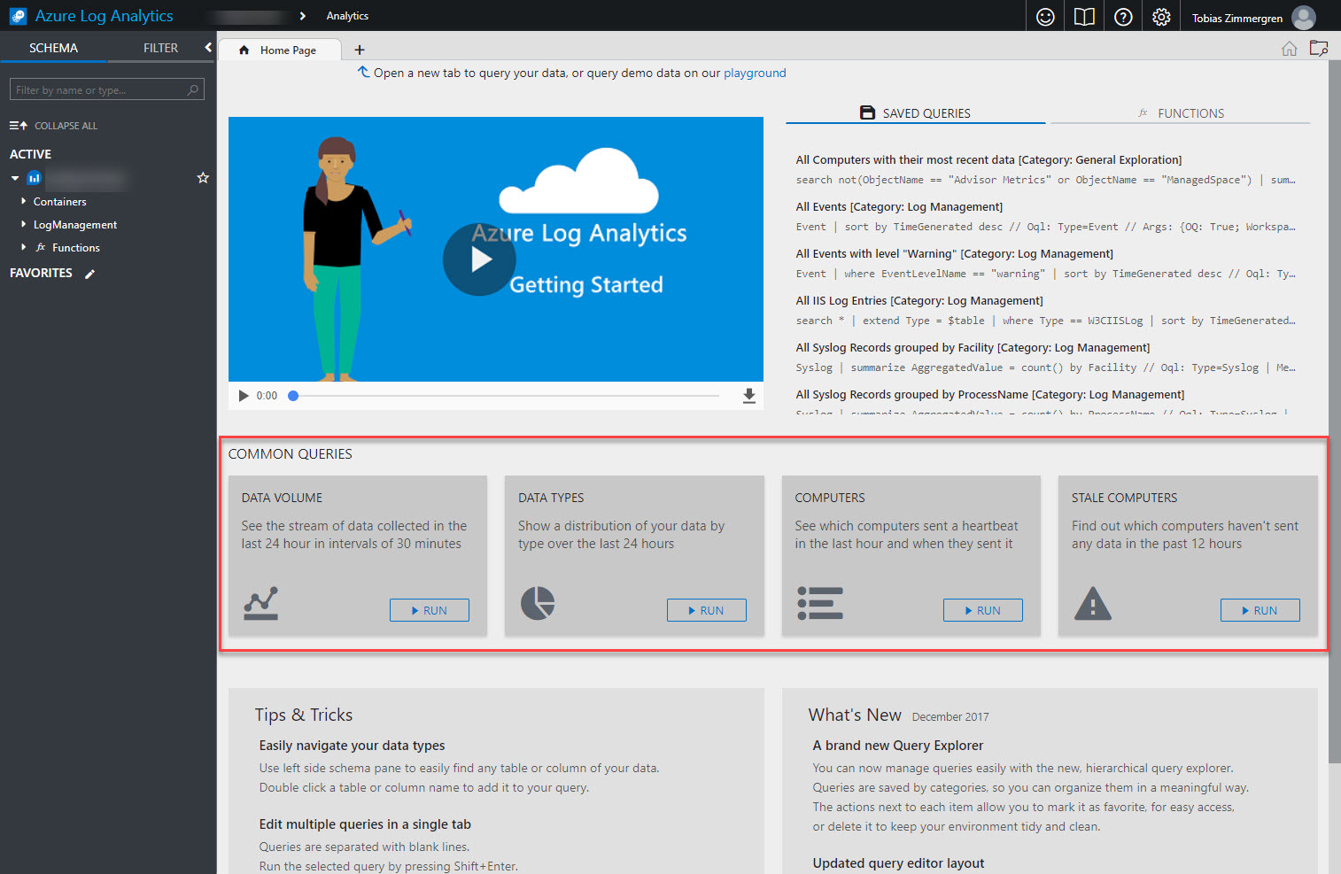 Azure Log Analytics dashboard