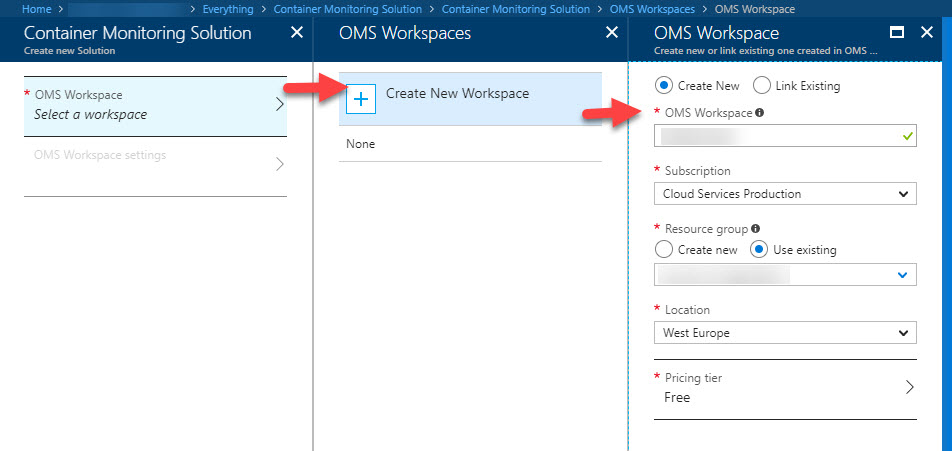Create OMS Workspace