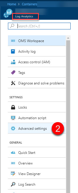 Select Advanced Settings in the OMS Workspace