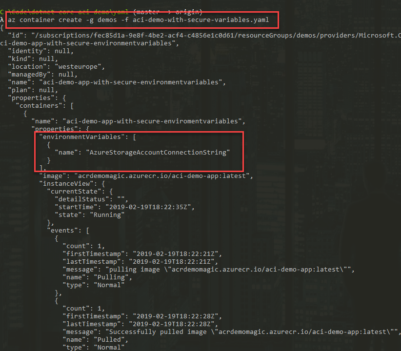 Azure Container Instances (ACI) and Secrets - Using Secure Environment Variables