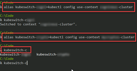 AKS: Quickly switching context between multiple clusters in Azure Kubernetes Services with cmder aliases