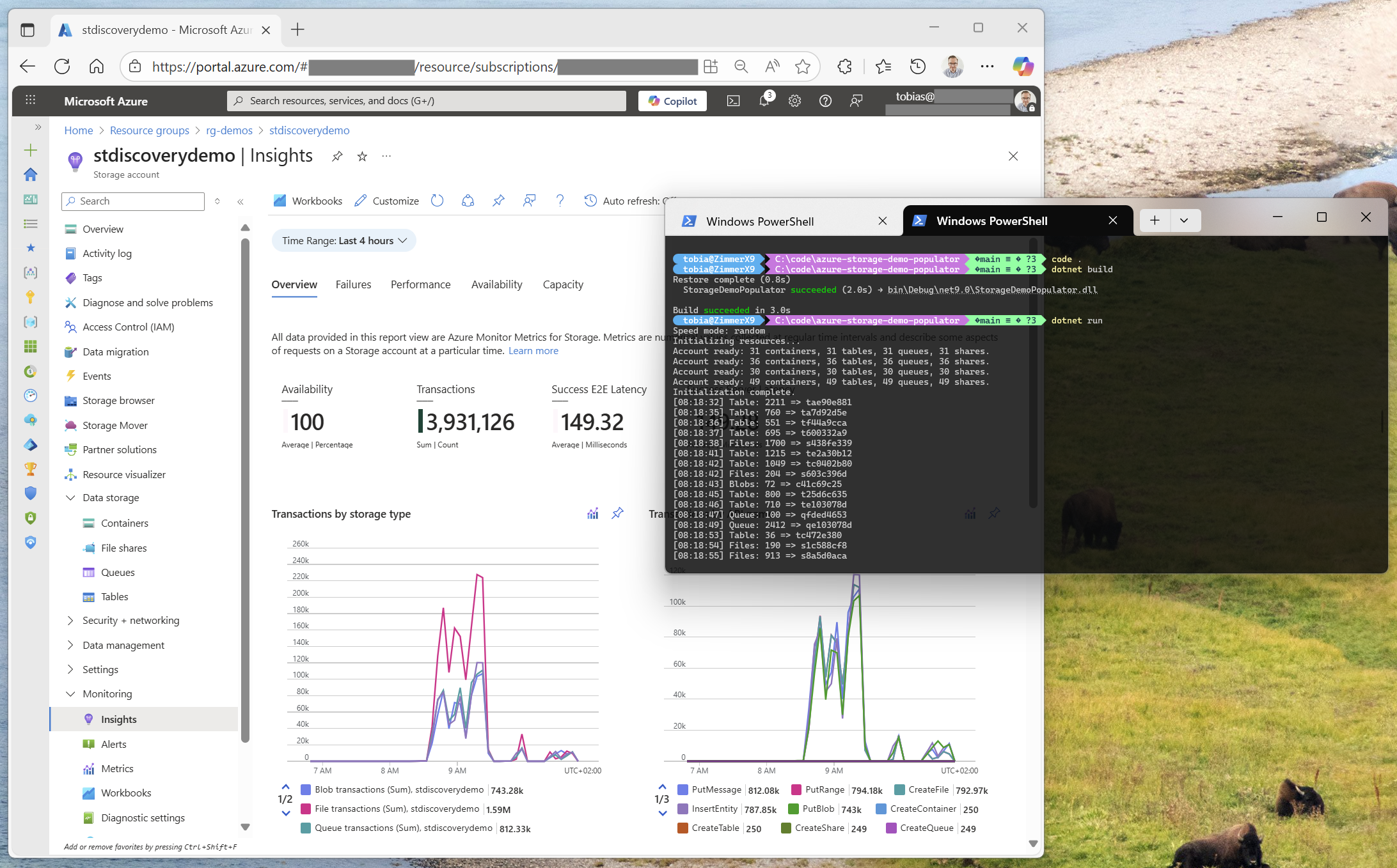 How to populate Azure Storage Accounts with demo data