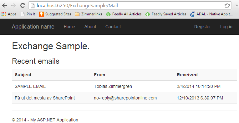Getting started with Office 365 development - Part 2 - Communicate with the Exchange REST API